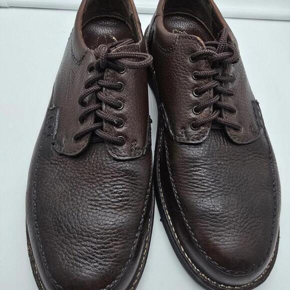 Clark's Silvato Extra Wide 10 5 Oil Resisting Loafers Tie Up Brown Leather Men's - Picture 4 of 8